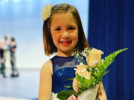 To my daughter the night before kindergarten girl in blue ballet dress with flowers